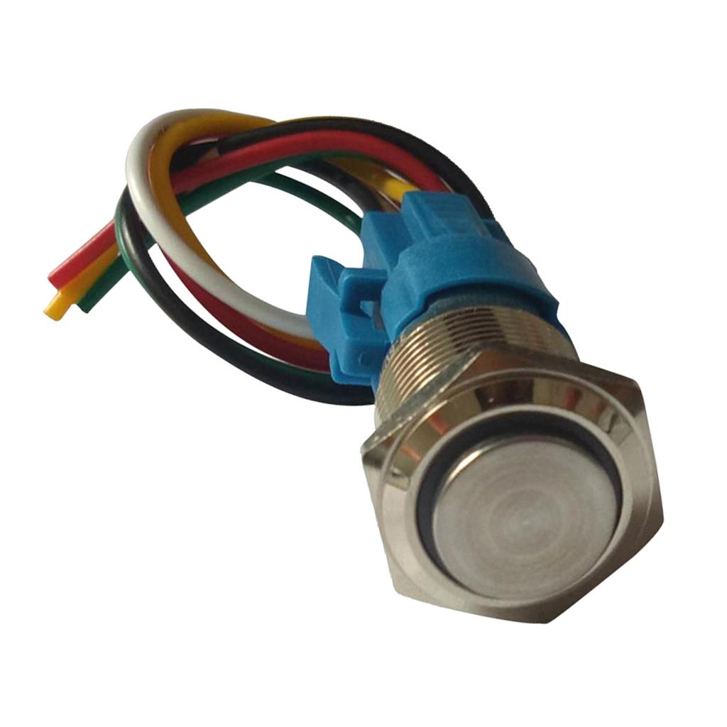 3-6V LED 16mm Momentary Push Button Switch IP65 with Wire Connector Yellow