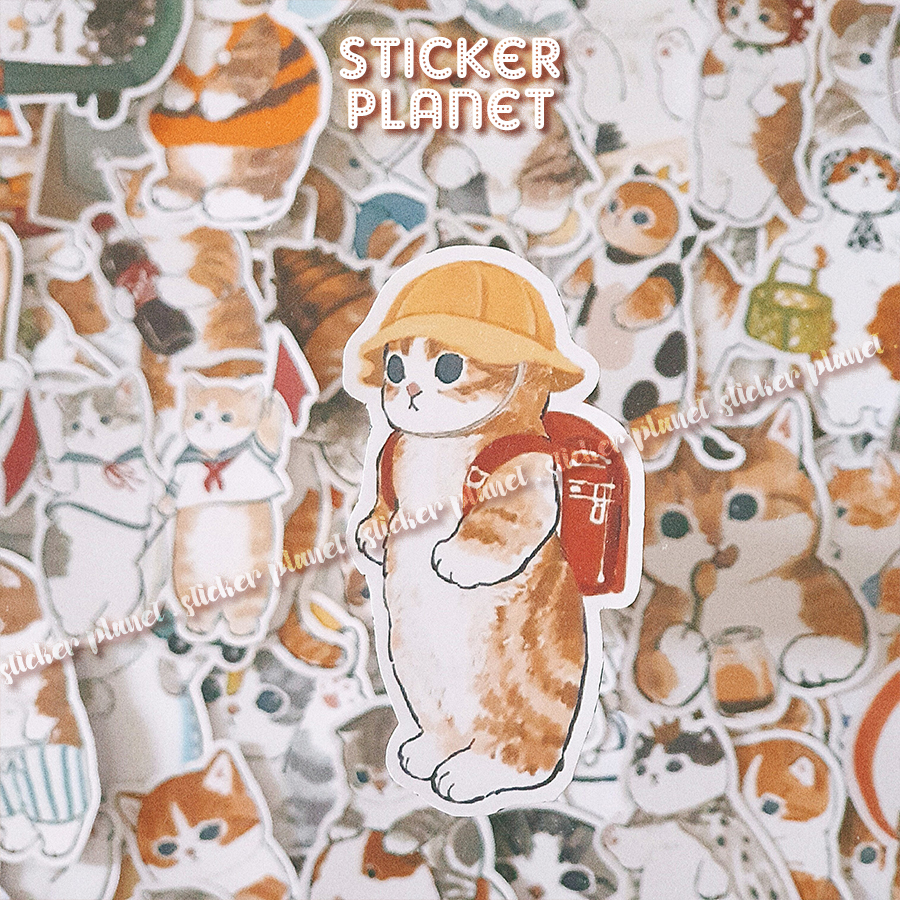 Bộ sticker chống thấm nước trang trí mũ bảo hiểm, đàn, guitar, ukulele, điện thoại laptop, dán sticker macbook sticker chủ đề mèo cute kitter