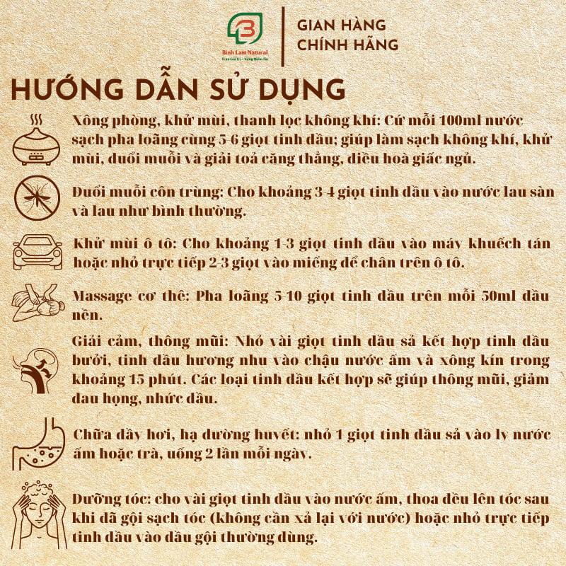 Tinh dầu sả chanh nguyên chất giải cảm, thơm phòng, kháng khuẩn, đuổi muỗi Bình Lam Natural 100ml