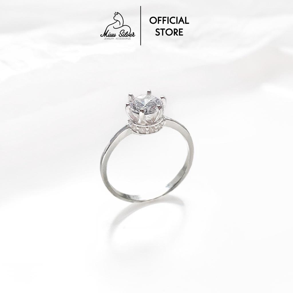 Nhẫn bạc nữ Miuu Silver đính đá sang trọng, ổ đá 6 trấu Romia Ring