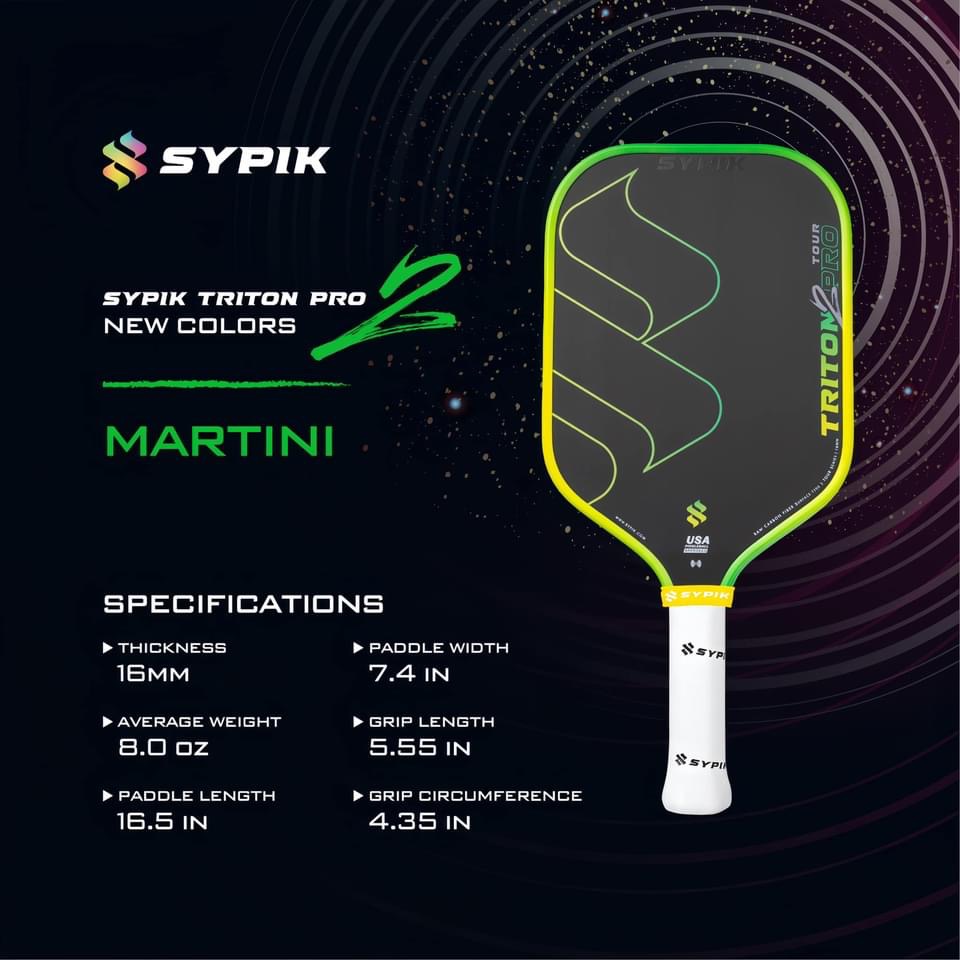 ￼Vợt Pickleball Sypik Triton Pro Sport -2025, Tay cầm ergonomically, Chất liệu Cacbon T700, Trọng lượng 8oz Cán Vợt