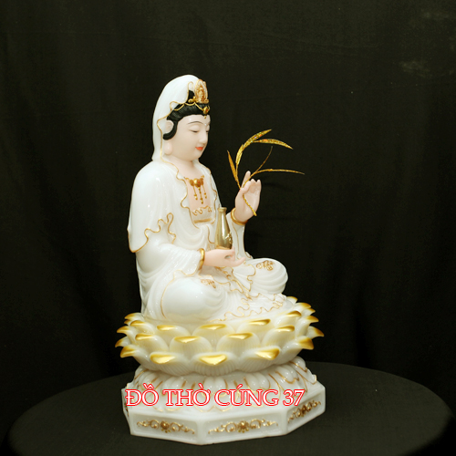 Tượng Quan Âm Bồ Tát - TRẮNG KEM