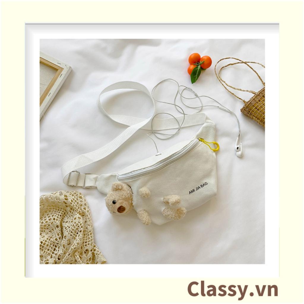 Túi bao tử nữ Classy vải canvas đi chơi mini nhỏ giá rẻ đẹp hoạ tiết chú gấu xinh T278