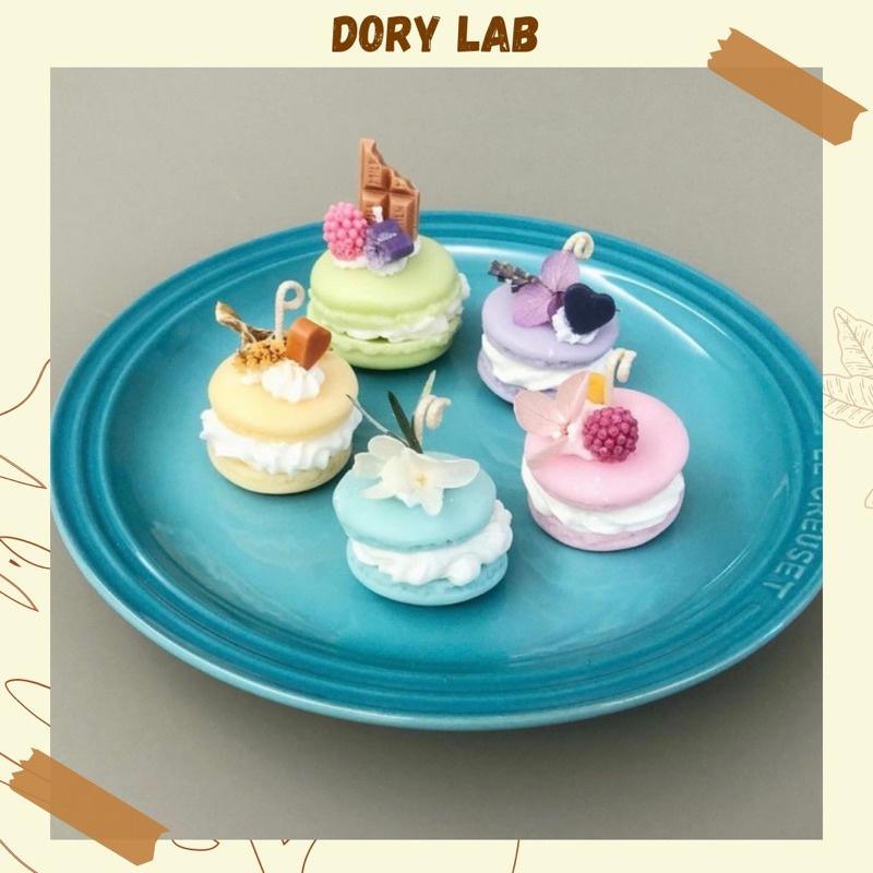 Set Nến Thơm 4 Bánh Macaron Mini Mix Topping Kèm Hộp Quà Bã Mía - Dory Lab