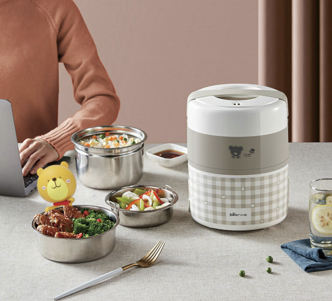 Hộp Cơm Điện Giữ Nhiệt Và Nấu Chín BEAR DFH-A20D1 3 Tầng Dung Tích 1.2 Lít Công Suất 270W - Hàng Nhập Khẩu