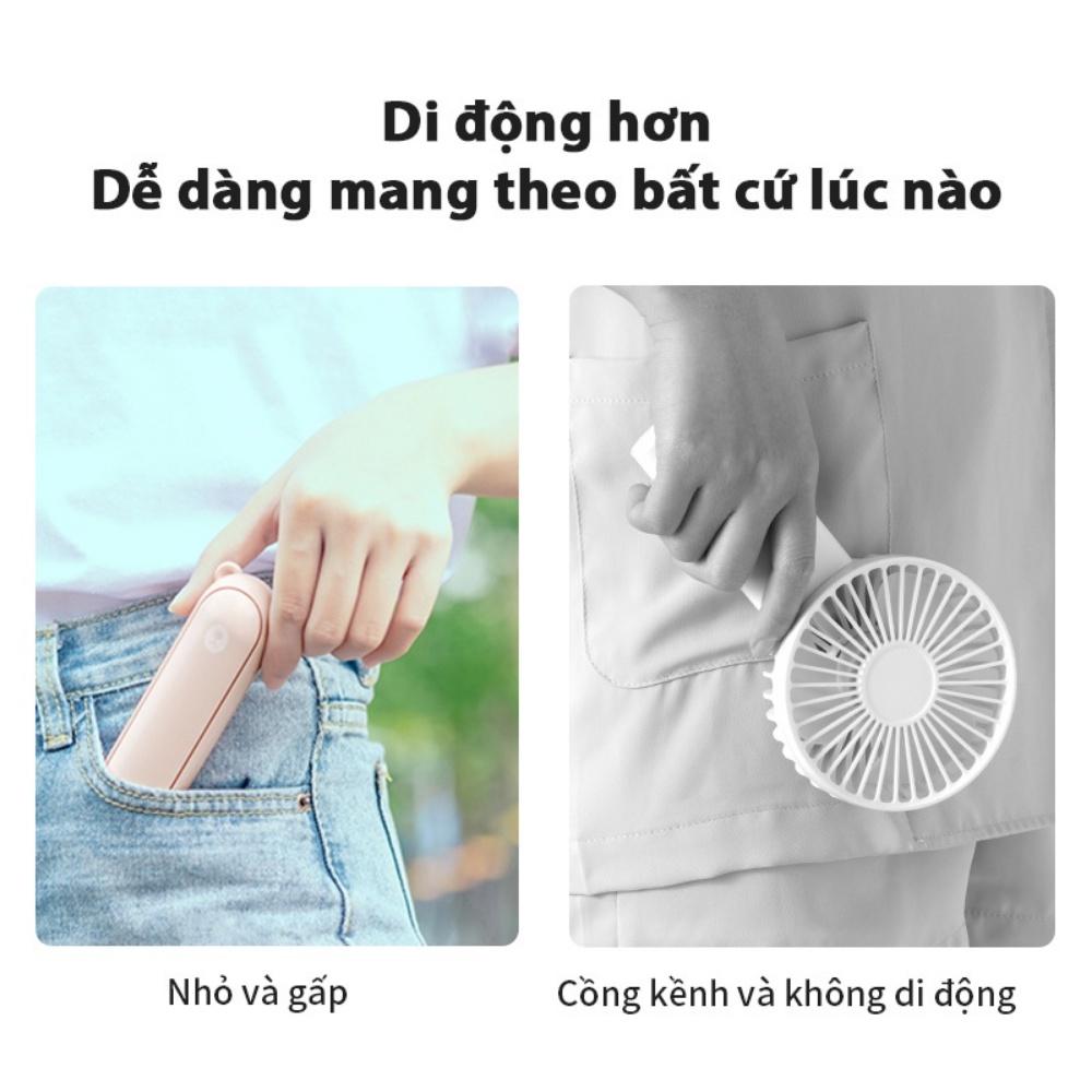 Quạt mini, quạt cầm tay mini gấp gọn 3 chết độ gió, tích hợp sạc dự phòng, dung lượng pin 2000mAh, bảo hành 6 tháng