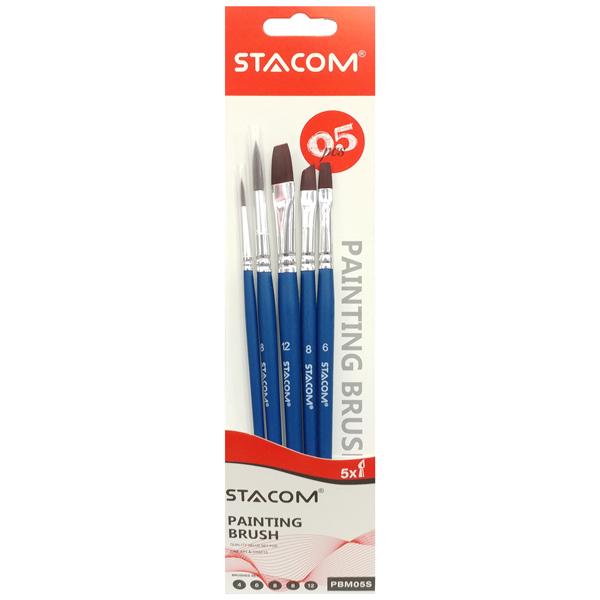 Bộ 5 Cọ Vẽ Đầu Dẹp Và Tròn - Stacom-PBM05S