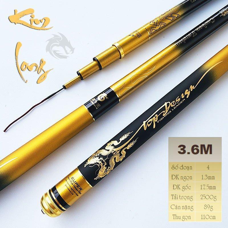 Cần câu đài 6H Kim Long cao cấp full carbon, tặng kèm ngọn phụ CT23