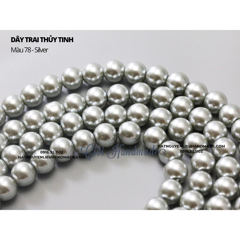 Dây hạt trai thủy tinh 12mm link 1/2 loại đẹp nặng tay chuyên hạt đá hạt cườm trang sức đính kết