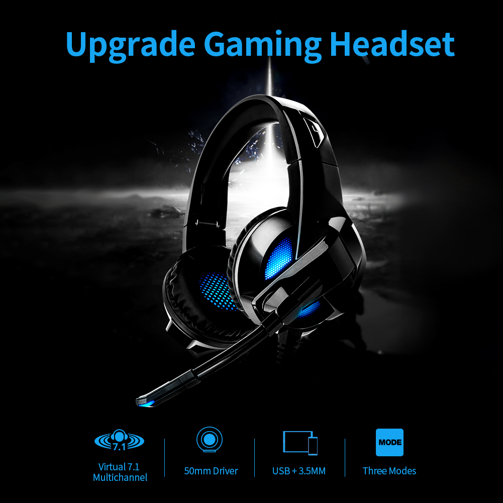 Tai Nghe Chơi Game A3 50mm Trình Điều Khiển USB + 3.5mm LED Không Có Trình Điều Khiển 7.1