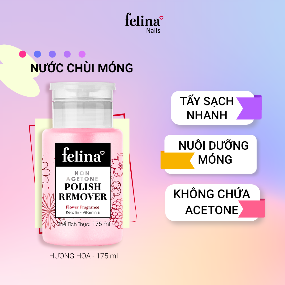 NƯỚC CHÙI SƠN MÓNG TAY CAO CẤP FELINA - HƯƠNG NƯỚC HOA 175ml