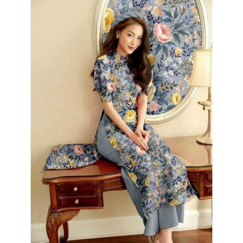 áo dài gấm hoa cao cấp
