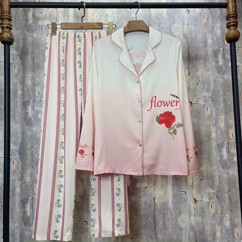 BỘ PIJAMA LỤA DÀI QC CAO CẤP CÀNH HỒNG