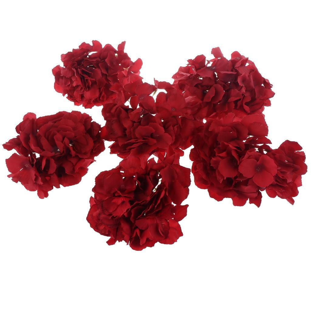 Artificial Silk Hydrangea Flowers Head Bouquet Wedding DIY Decor Red