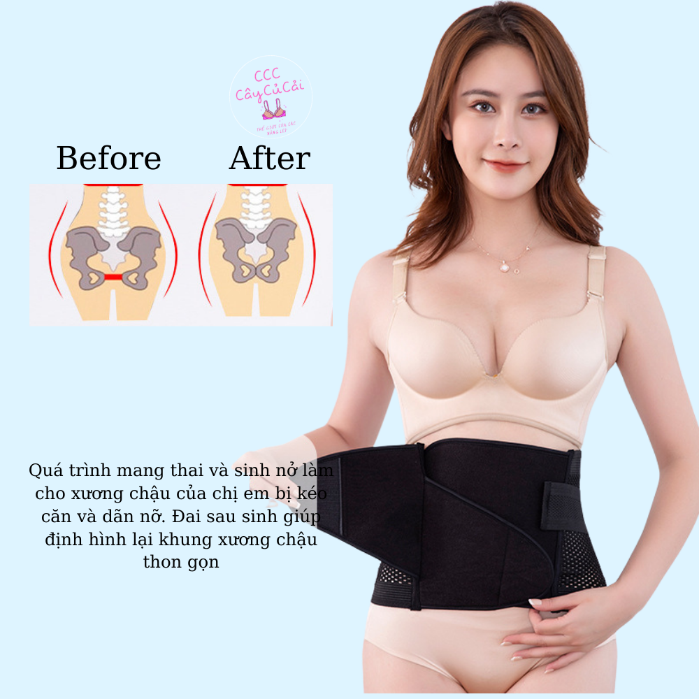 Đai nịt bụng chống cuộn sau sinh, gen nịt bụng dán định hình tan mỡ lỗ thông hơi thoáng khí-CC072