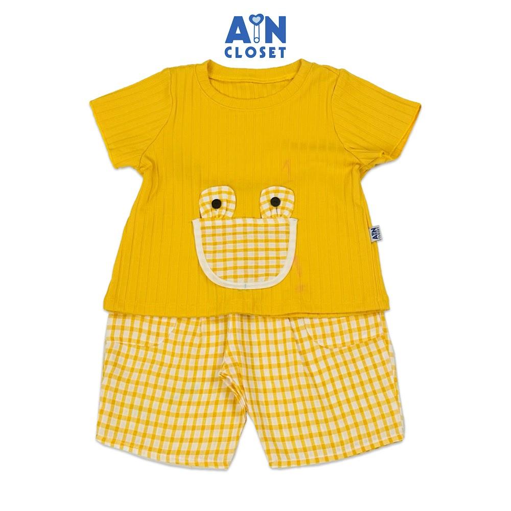 Bộ quần áo Lửng unisex cho bé họa tiết Vàng quần Caro cotton - AICDBGVOIDQX - AIN Closet