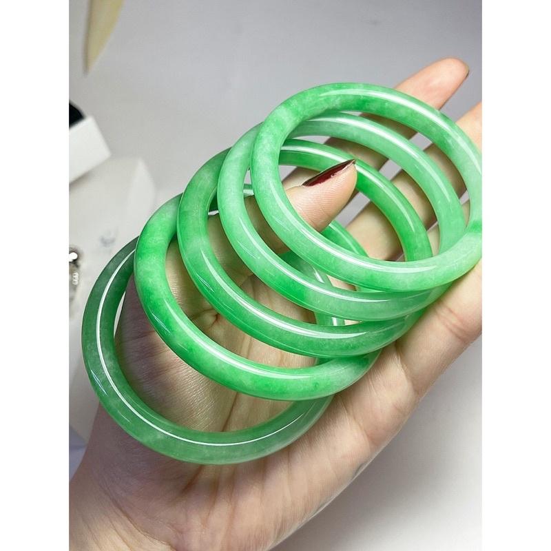Vòng Tay Đá Xanh Bản Tròn Nhiều Size Đẹp Tự Nhiên - Trường Thịnh Ngọc Trai - 55