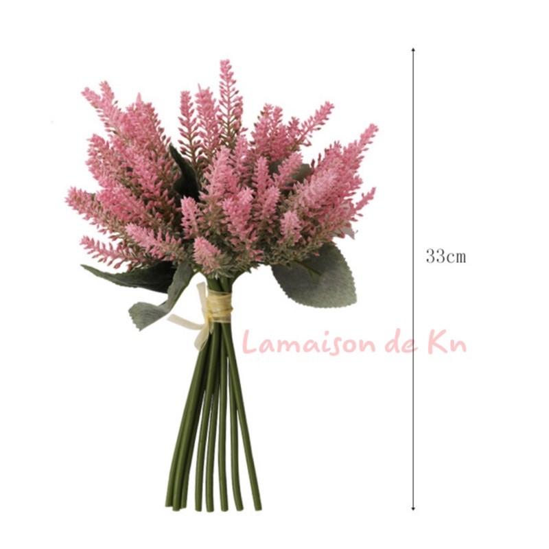 Bó hoa lavender bằng PU gồm 8 nhánh hoa cao 33cm, Hoa decor trang trí, hoa cưới, hoa cô dâu
