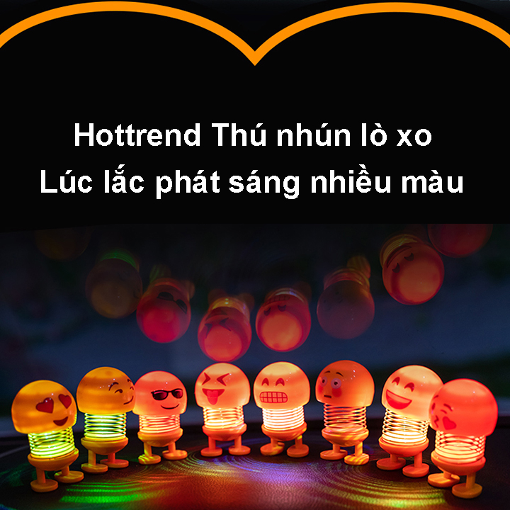 Thú nhún emoji lò xo có đèn lúc lắc phát sáng nhiều màu