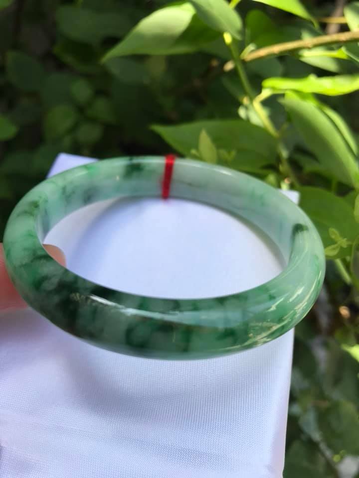 VÒNG KHỐI CẨM THẠCH BẢN HẸ SƠN THỦY SAO 54 SIZE VÒNG 54MM XANH VÂN BÓNG MƯỢT ĐẸP LẮM NỮ 53KG ĐẾN 63KG