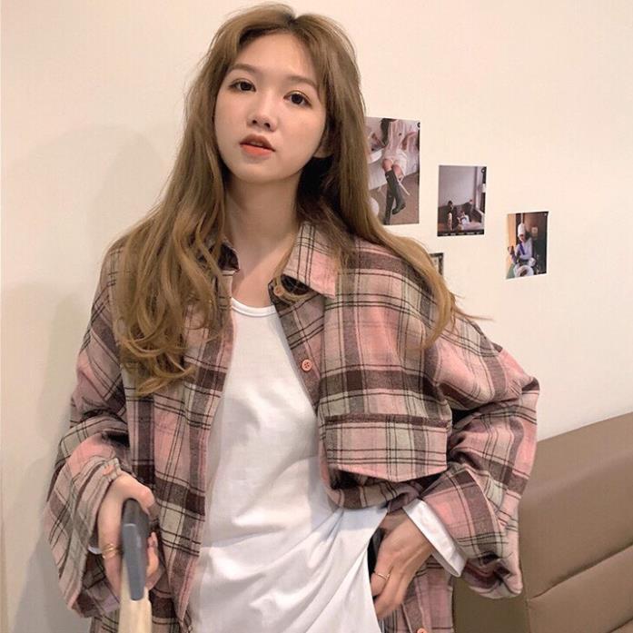 Áo khoát cho nữ sơ mi FLANNEL caro vải bố hàng đẹp hàng chuẩn shop-A763