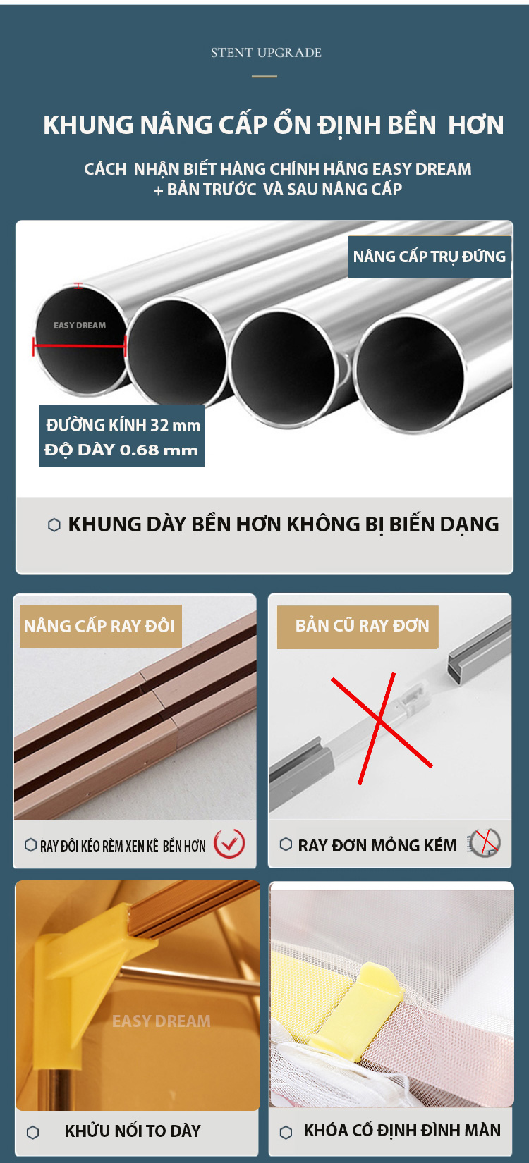 Màn khung -(mùng khung ) inox cao cấp không khoan tường vải tuyn