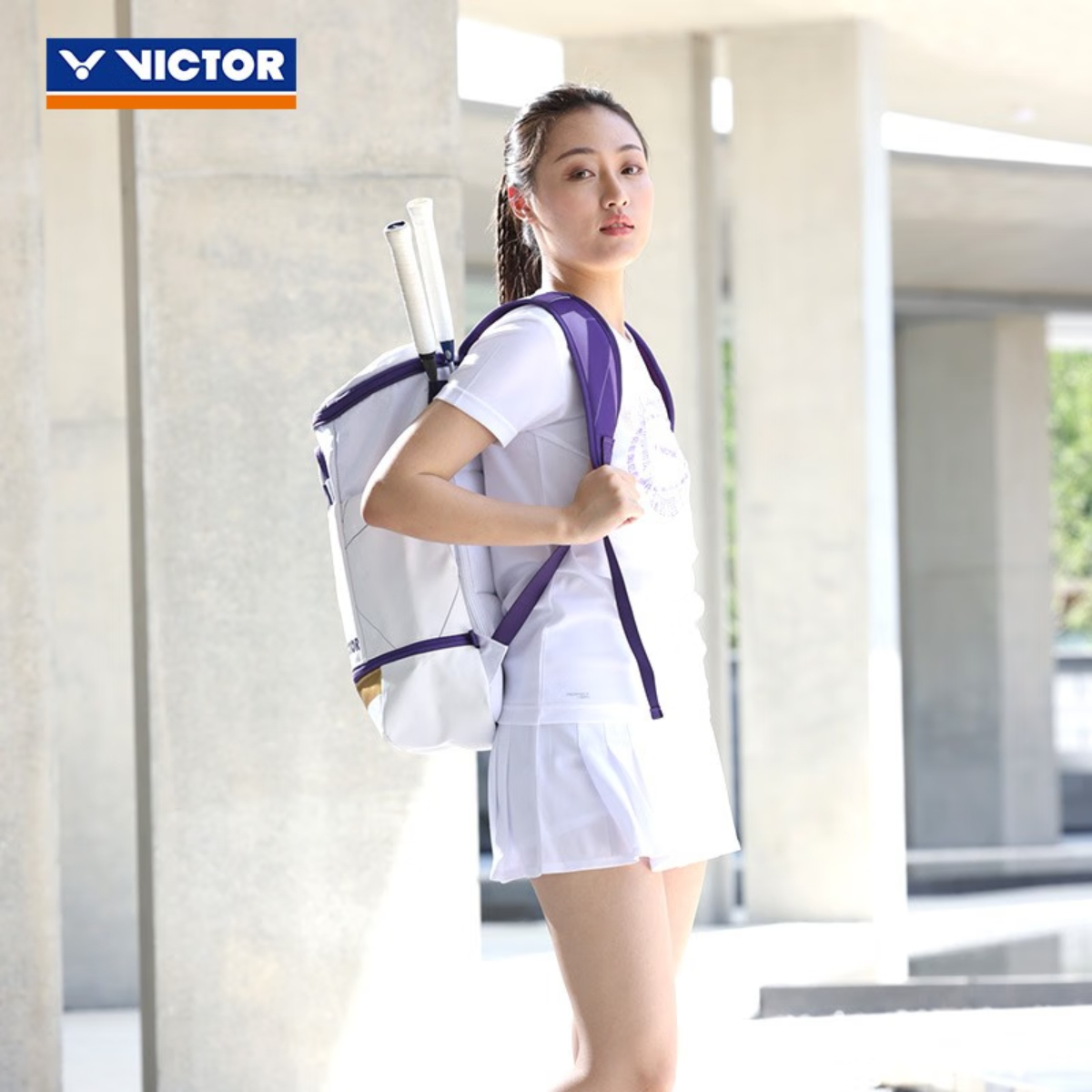 Balo đựng vợt Victor BR3025 TTY mẫu mới màu trắng tím đựng vợt đựng giày cầu lông vợt tenis