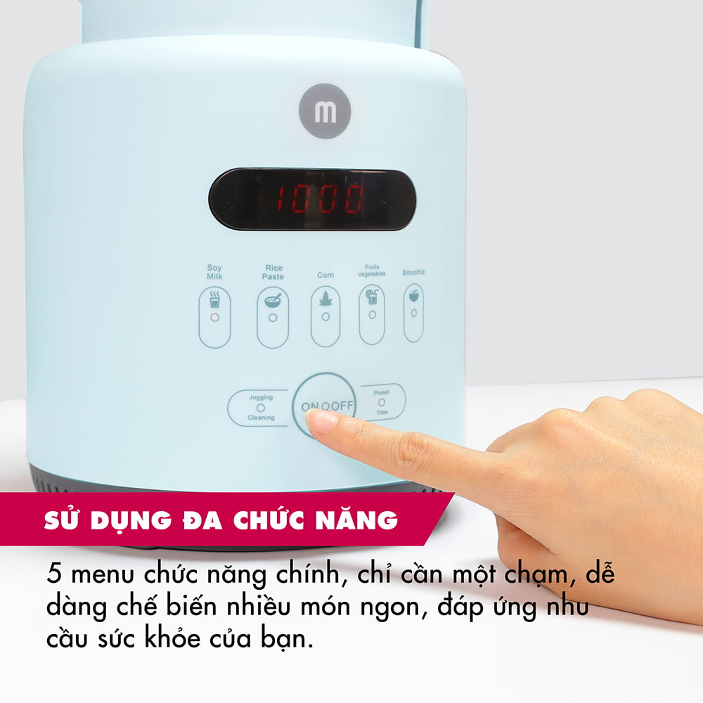 Máy làm sữa hạt, xay sinh tố, nấu cháo dinh dưỡng em bé Mishio cối thủy tinh borisilicate 1.75L - Sữa hạt &amp; chân không