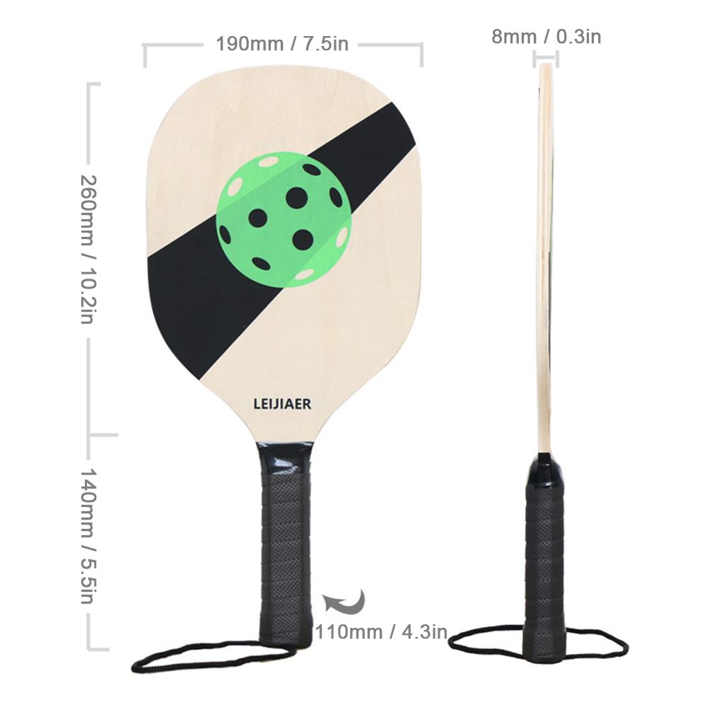 Pickleball Paddles Set of 2 Wood Paddles Rackets with Balls and Mesh Storage Bag for Beginners