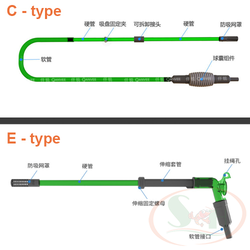 Bộ hút phân cặn Qanvee C300, C600, E3, E6 bóp tay thay nước vệ sinh bể cá tép thủy sinh