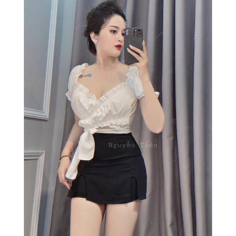 Quần giả váy phối xẻ 2 bên siêu xinh chất vải Tuyết Mưa dày dặn