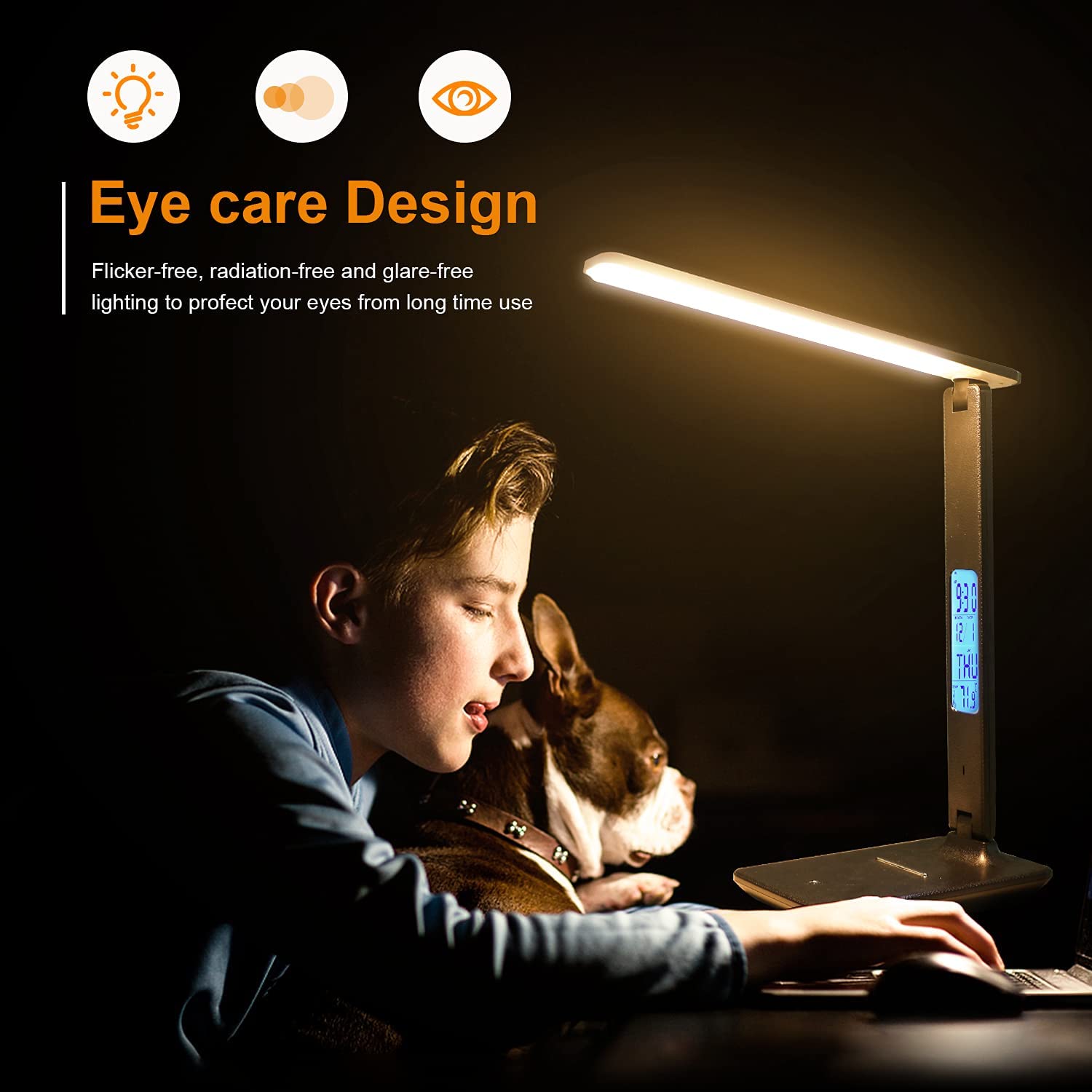 Đèn LED tiết kiệm điện chống lóa, chống cận desk lamp để bàn đọc sách, làm việc tích hợp nhiều tính năng có 3 chế độ điều chỉnh độ sáng và góc độ