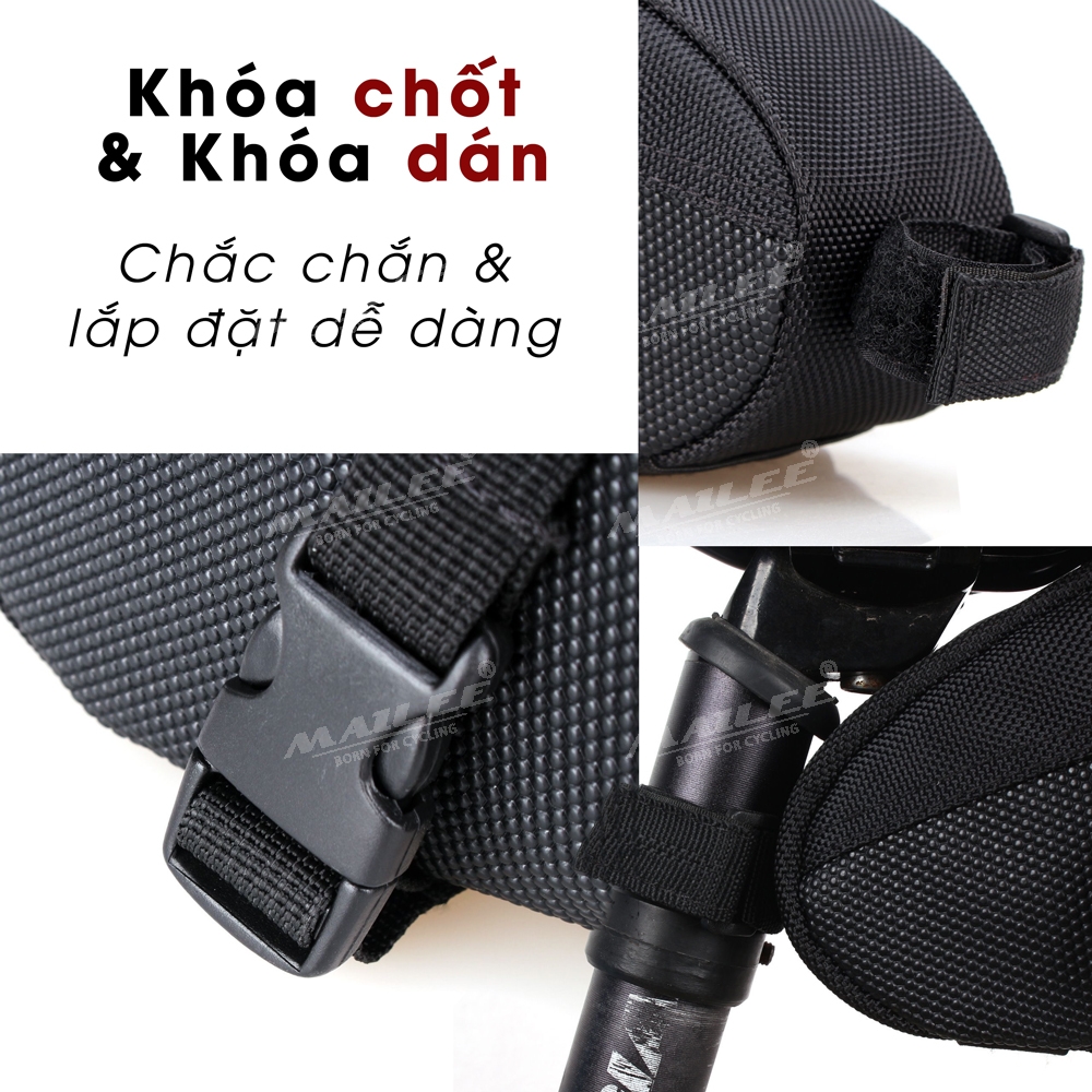 Túi Xe Đạp gắn cốt yên BS-067 sẵn dụng cụ vá săm lốp xe đạp mini nhiều món, lắp đặt dễ dàng, dung tích 1 Lít - Mai Lee