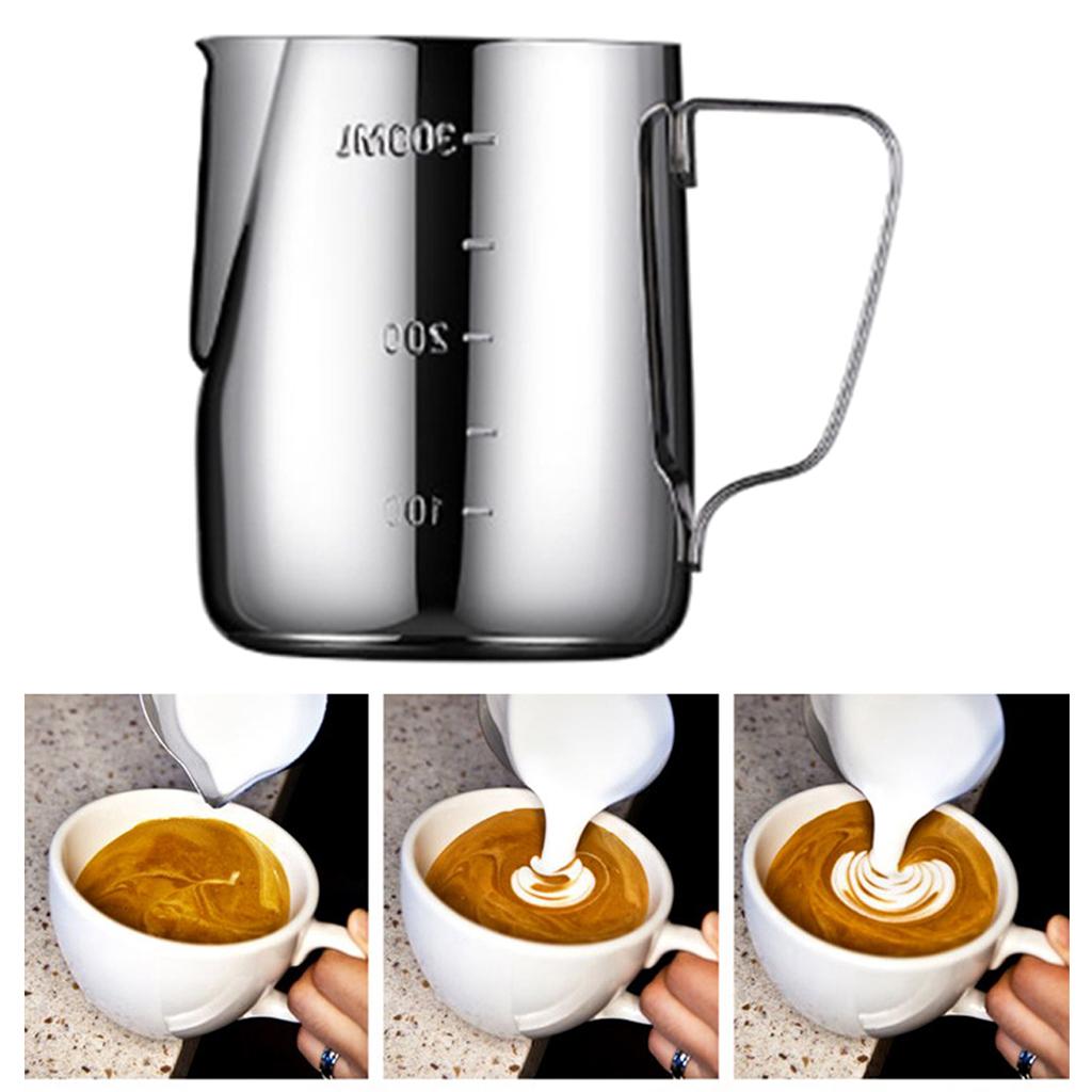 Stainless Steel Milk Pour Pot Frothing Jug Frother Coffee Cup Drink Mug