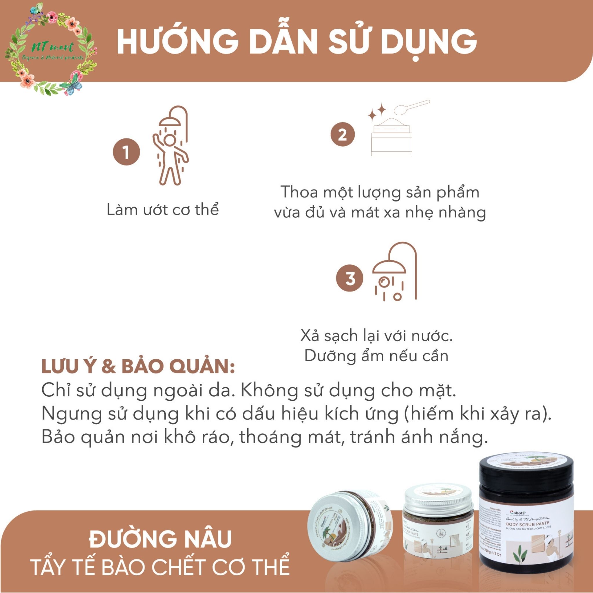 COBOTÉ - Tẩy tế bào chết cơ thể - đường nâu | Body Scrub Paste