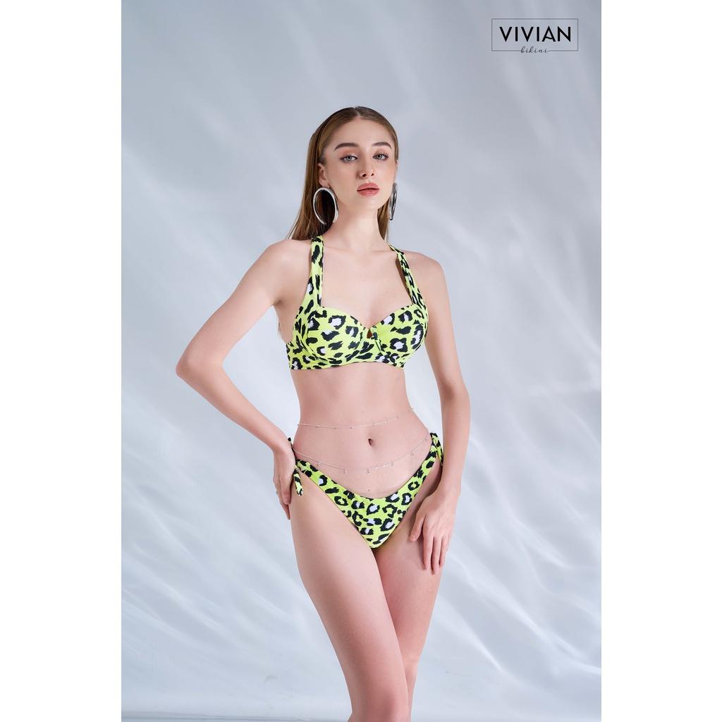 Hình ảnh Đồ bơi nữ cao cấp  dạng hai mảnh lưng thấp áo gọng - Xanh NEON - VS163_NEO