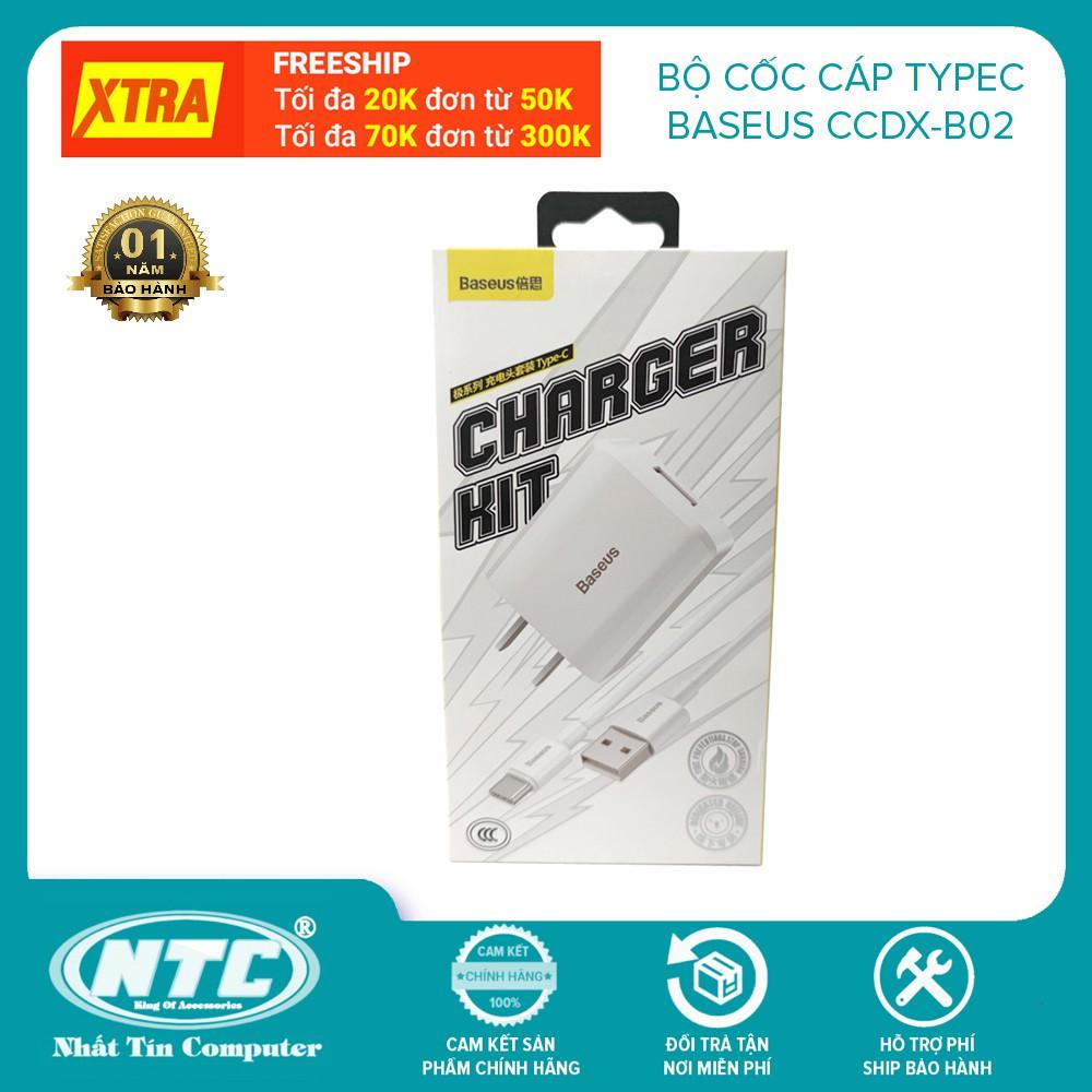 Bộ cốc cáp typeC Baseus CCDX-B02 max 2A - dây dài 1m truyền dữ liệu (Trắng) - Hàng Chính Hãng