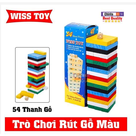 trò chơi rút gỗ 54 thanh loại to ( TRẮNG + MÀU SẮC