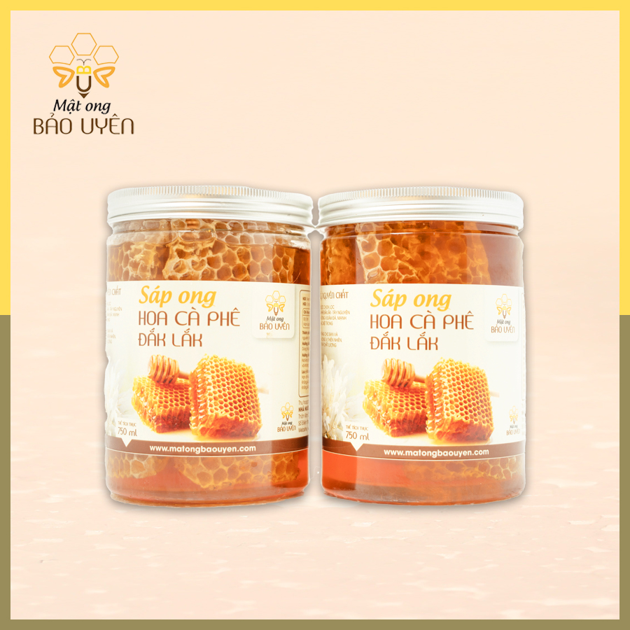 Combo 2 Hũ Sáp Mật Ong Hoa Cà Phê Nguyên Chất Bảo Uyên Cung Cấp Dinh Dưỡng Tăng Cường Đề Kháng Cơ Thể Dung Tích 750ml