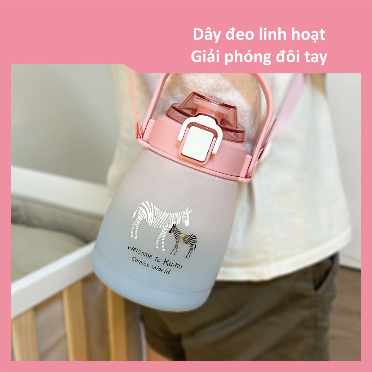 BÌNH UỐNG NƯỚC CÓ ỐNG HÚT CHO BÉ BẰNG NHỰA TRITAN KU5622 - 1200ML
