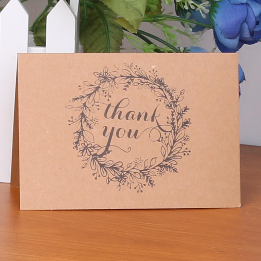 50pcs Vintage Brown Recycled Wedding Party Thank You Kraft Cards Envelops