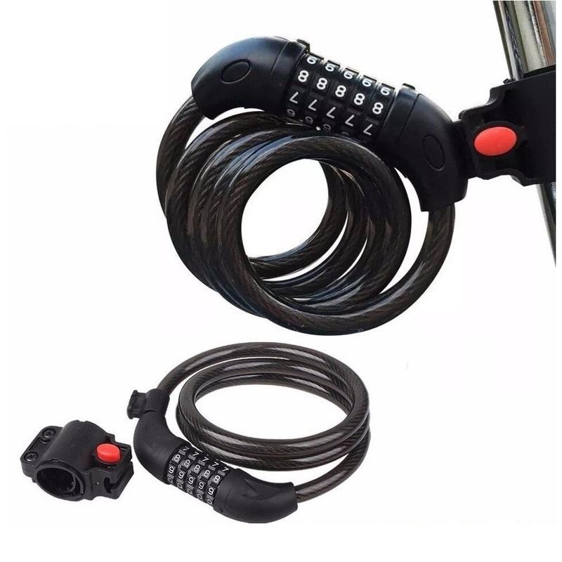 Khóa dây xe đạp 5 số dài 1.2m đổi được mã Tặng 1 đèn led cắm cổng USB