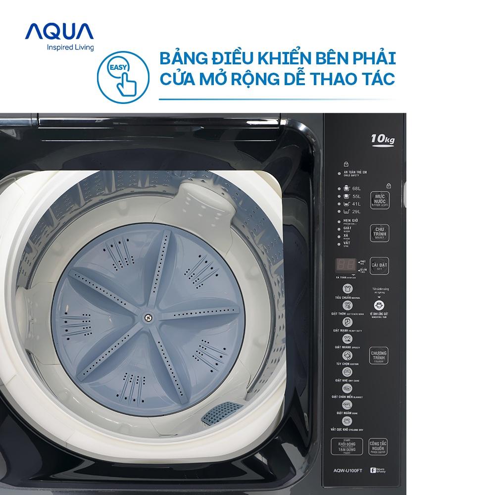 Máy giặt cửa trên Aqua 10kg AQW-U100FT.BK - Hàng chính hãng - Chỉ giao HCM, Hà Nội, Đà Nẵng, Hải Phòng, Bình Dương, Đồng Nai, Cần Thơ