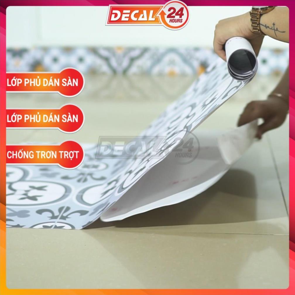 Decal KEO XÁM Dán Sàn Chuyên Dụng, Kích thước 120x60cm, Họa Tiết Gạch Bông Chống Trầy Xước, Chống Thấm Nước, DDS-087