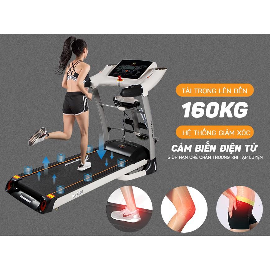Máy chạy bộ KINGSPORT BK-6000 đa năng có chức nâng dốc tự động, kèm theo đai massage và thanh gập bụng