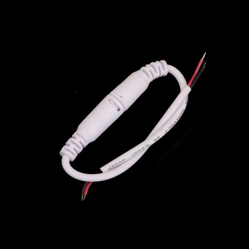 2pcs DC 5.5X2.1 Female Male Adapter Cable Wire for CCTV Camera Monitor White
