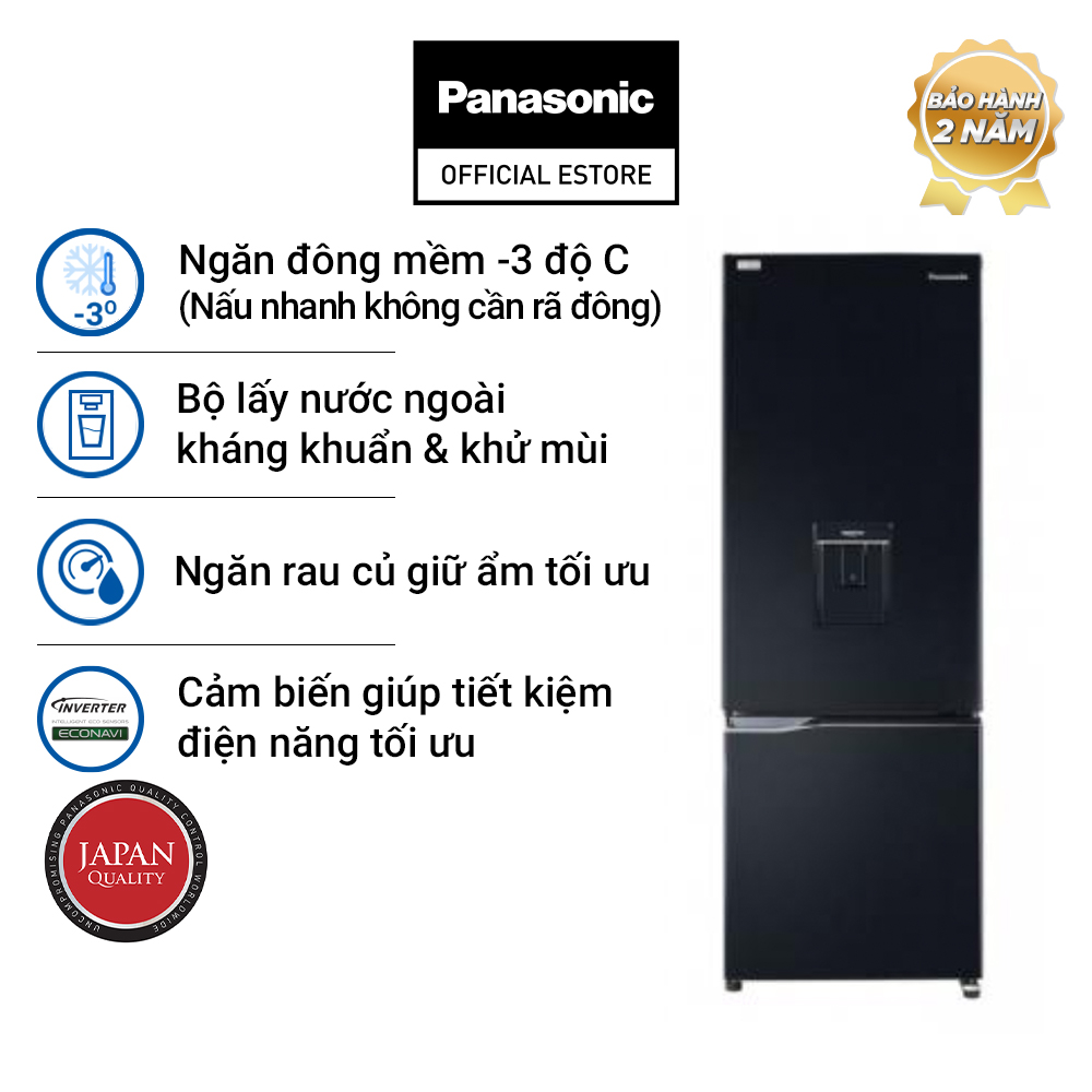 Tủ Lạnh 2 Cánh Panasonic 322 Lít NR-BC360QKVN ngăn đá dưới - Ngăn đông mềm chuẩn - Hàng chính hãng