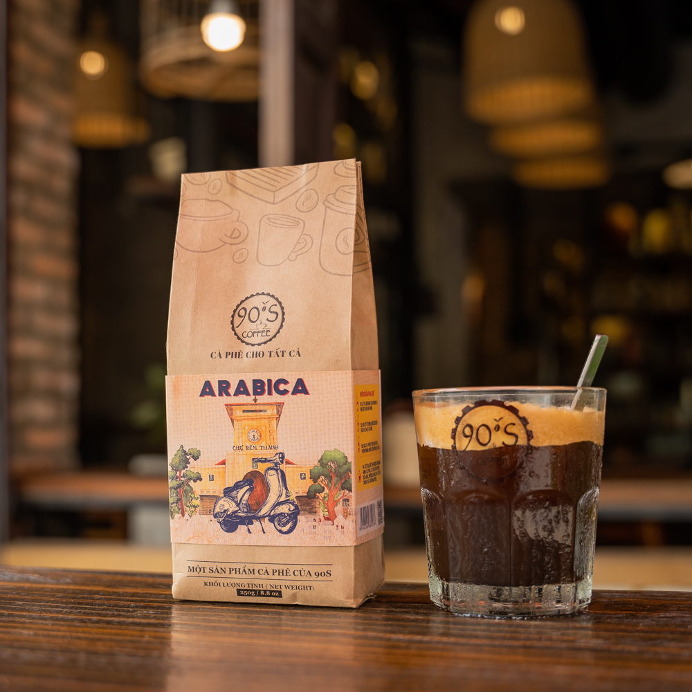 Cà Phê Hạt Arabica Rang Mộc Nguyên Chất - 90S Coffee Vietnam - 100% Cà Phê Sạch Cao Cấp - Túi 250g