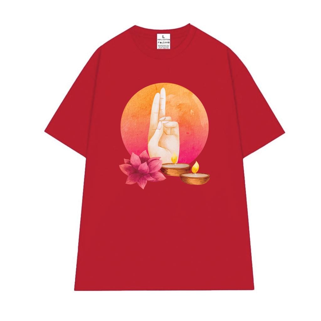 Cao cấp - Áo thun oversize hình thủ ấn Prana họa tiết hoa sen ánh nến đánh thức năng lượng bên trong Mudra shirt BND555