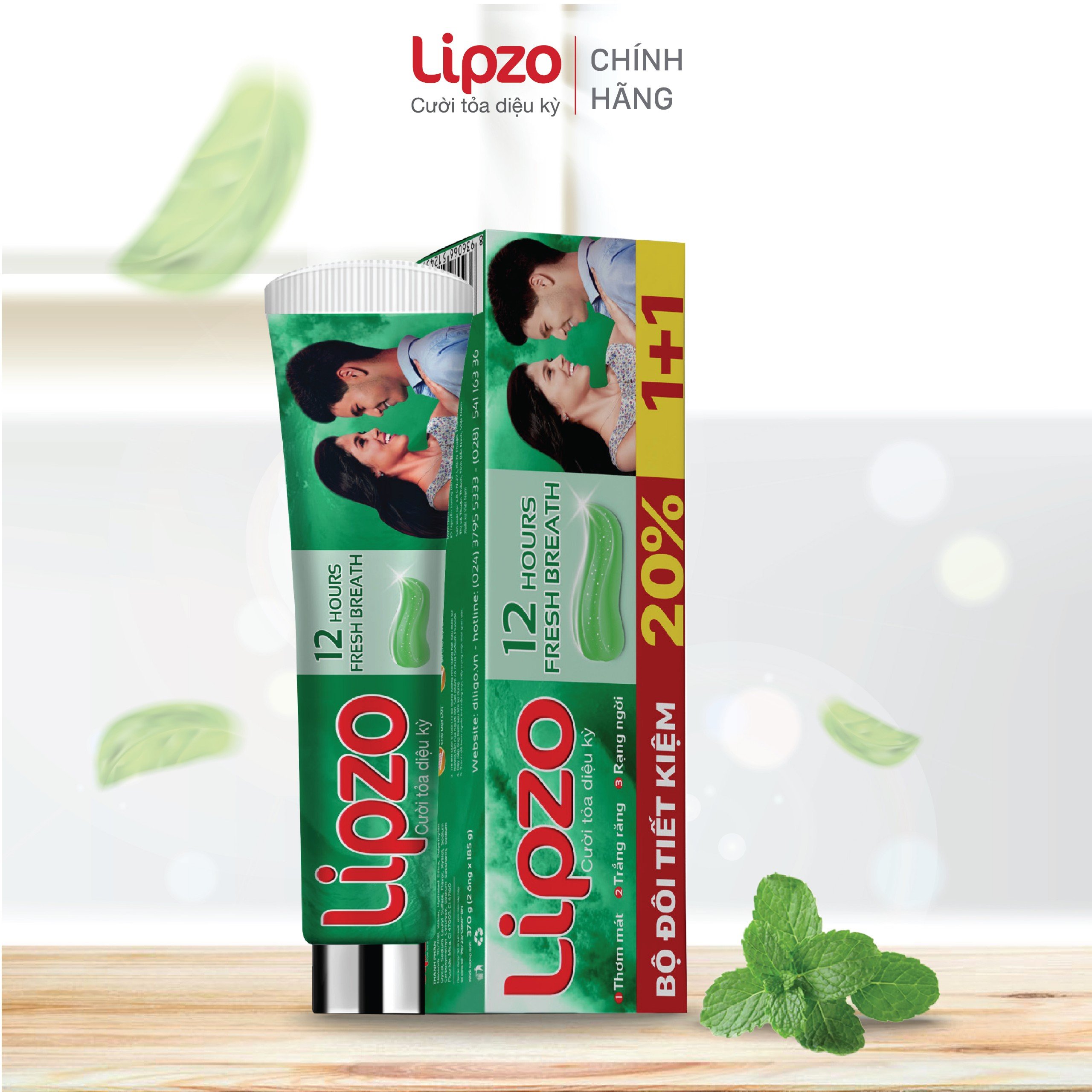Bộ Đôi Siêu Tiết Kiệm Kem Đánh Răng Lipzo 12 Giờ Rạng Ngời 02 Tuýp 185 Gram Trắng Răng Hiệu Quả Thơm Mát Chống Hôi Miệng